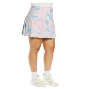bp Nordstrom Plus A-Line Flare Pleated Mini Skirt in Pink & Blue Tie Dye